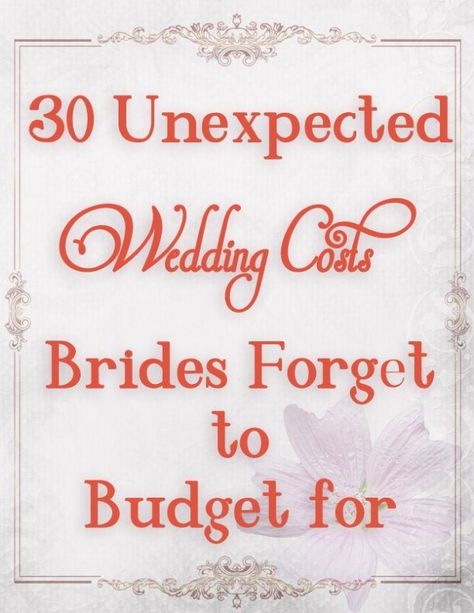 You are going to need to check this list out before you finalize your DIY wedding budget. Make sure you take the opportunity to learn from others mistakes. This list of 30, yes 30! Unexpected weddi… Wedding Ceremony Ideas, Wedding Planning, Wedding Planning Tips, Budget Wedding, Wedding Checklist, Plan Your Wedding, Wedding Costs, Wedding Advice, Wedding Tips