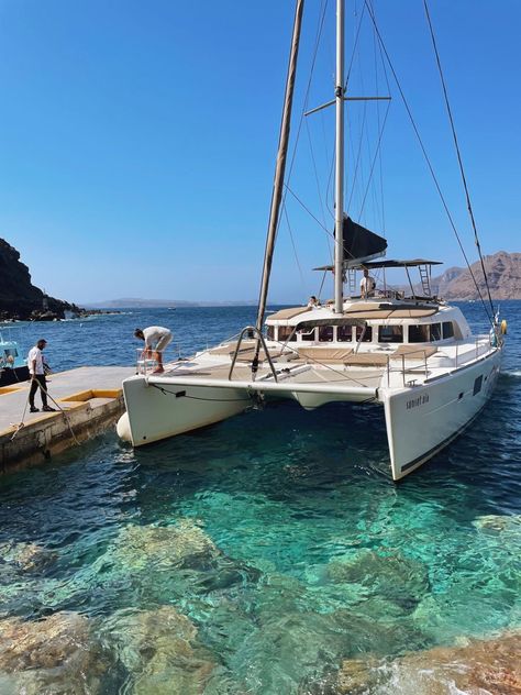 Santorini Greece, Catamaran, Catamaran Yacht, Greece Cruise, Italia, European Summer, Sailing Greece, Sea, Sail Caribbean