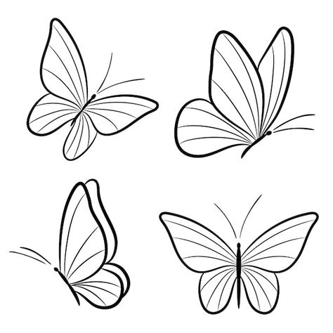 Croquis, Hand Drawn, Doodles, Butterfly Illustration, Butterfly Line Art, Easy Butterfly Drawing, Butterfly Drawing, Simple Flower Drawing, Butterfly Art