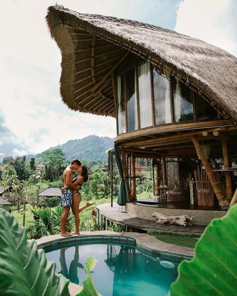 16 Unique Bamboo Hotels In Bali That You Must Visit At Least Once In Your Life - TheBaliGuideline Tulum, Hotel, Villa, Villa Design, Bamboo House Bali, Rest House, Kayu, Cabana, Pool