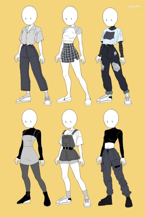 Grunge, Cartoon Outfits, Cute Anime Outfits, Anime Outfits, Anime Poses Reference, Character Inspired Outfits Anime, Character Outfits, Drawing Anime Clothes, Clothing Sketches