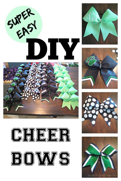 Cheerleading, Cheer Bows, Bows, Cheer Bow Supplies, How To Make Bows, Glitter Cheer Bow, Super Easy, Green Bows, Easy Cheers