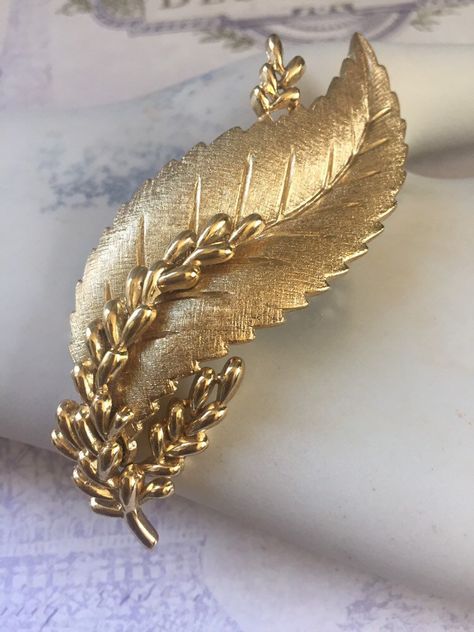Excited to share this item from my #etsy shop: Vintage TRIFARI Leaf Brooch, Estate Pin, Mid Century Jewelry Brooch, Art, Vintage, Design, Jewellery, Vintage Jewelry, Trifari Jewelry, Charm Necklace, Vintage Trifari