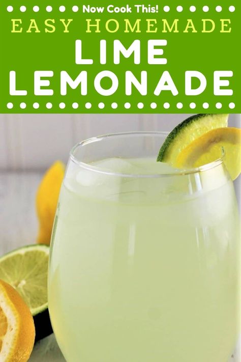 This Easy Homemade Lime Lemonade is a delicious and refreshing drink for hot summer days or any time of the year! All you need is 4 simple ingredients - lemon juice, lime juice, sugar, and water (you can even use bottled juice if that's all you have). Get the recipe and give it a try! #limelemonade #homemadelemonade #lemonade #lemonlime #drinks Desserts, Smoothies, Homemade Lemonade Recipes, Lime Juice Recipes, Lime Lemonade Recipe, Homemade Lemonade, Lime Lemonade, Lime Drinks Recipes, Lemonade Recipes
