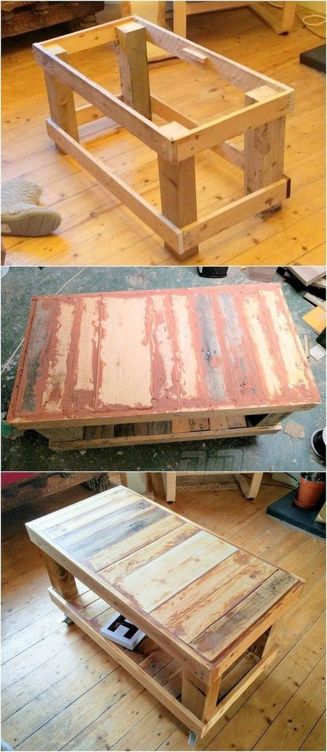 Woodworking Projects, Pallet Wood Coffee Table, Diy Wood Projects Furniture, Diy Coffee Table, Coffee Table Wood, Woodworking Furniture, Wood Table, Reclaimed Pallet Wood, Wooden Pallet Furniture