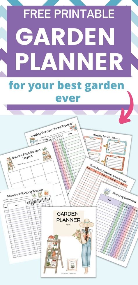 Are you ready to plan your garden? This free printable garden planner will help you plan and create your best garden ever! Finally plant everything on time and keep up with your garden chores using this free printable garden notebook. Click through today for your garden journal free printable with 30+ pages! Ideas, Diy, Planners, Free Garden Planner, Garden Planner, Allotment Planner, Vegetable Garden Planner, Planting Calendar, Gardening Journal Printables