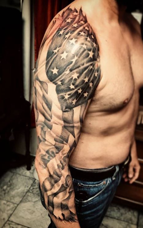 115 Patriotic American Flag Tattoos You Must See - Tattoo Me Now Piercing, Tattoos, Tattoo, Art, American Flag Sleeve Tattoo, American Flag Tattoos, American Flag Forearm Tattoo, American Flag Tattoo, Patriotic Tattoos