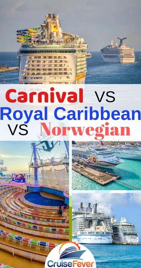 3 Big cruise lines compared in 10 critical areas. Let\'s look at Carnival Cruise Line, Royal Caribbean Cruies, and Norwegian Cruise Line up close and see how they are different from one another. Find the best cruise line for you using our helpful guide!#cruisecompare #cruiselines #carnival #royalcaribbean #rccl #norwegian #norwegiancruises #norwegiancruiseline #ncl #comparecruises