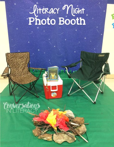 Family Literacy Night Camping Theme photo booth Pre K, Camping, Camping Theme Classroom, Camping Theme Party, Outdoor Tent, Camping Party, Family Fun Night, Campout, Camping Activities