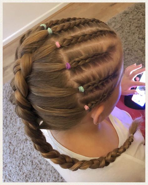 (Amy) Loulibells Lovlies 🇬🇧 on Instagram: “~ Holiday Braids ~ : Half a head of cornrows are in high demand at the moment. This little lovely was going away with her dad👨‍👧and in his…” Braids For White Kids, Kids Braided Hairstyles, Braids For Kids, Cornrows Braids White, Kids Hairstyles Girls, Braided Bun Hairstyles, Braided Hairstyles Easy