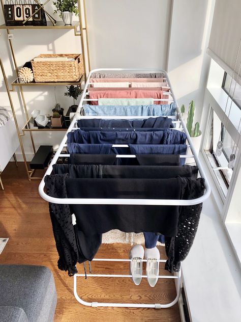Compact, Drying Rack Laundry, Indoor Clothes Drying Rack, Clothes Drying Racks, Diy Clothes Drying Rack, Small Laundry Rooms, Hanging Clothes Drying Rack, Hang Dry Clothes, Drying Rack Diy