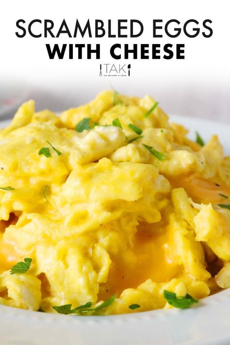 How to make the all-time best soft and fluffy Scrambled Eggs With Cheese. A simple, 5-minute recipe for perfectly fluffy cheesy eggs with giant, creamy curds! All you need is eggs, American cheese, your choice of dairy, and oil! You’ll be amazed at what a preheated pan, a little oil, and the turn of a stovetop knob can do to the incredible egg! The perfect easy breakfast recipe! Scrambled Eggs, Scrambled Eggs With Cheese, Cheesy Scrambled Eggs, Cheesy Eggs, Fluffy Scrambled Eggs, French Scrambled Eggs, Scrambled Eggs Recipe, Best Scrambled Eggs, Egg Breakfast
