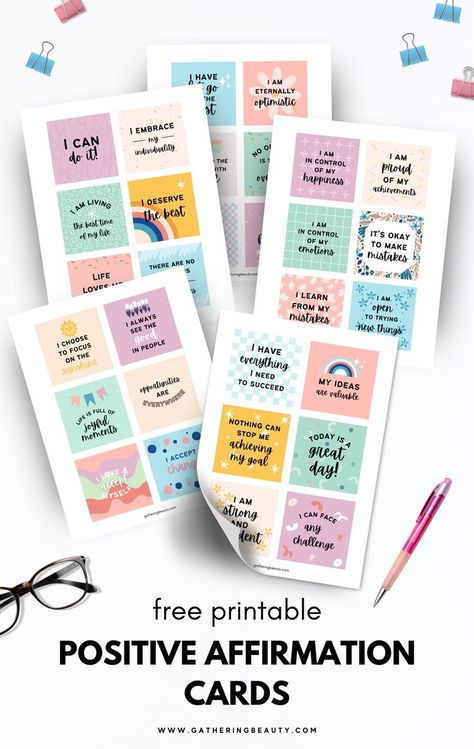 Boost your mood and self-confidence with these printable positive affirmation cards! Fill your day with inspiring messages and uplifting quotes that will help you stay motivated and focused on your goals. Perfect for daily use, these cards can be printed and placed in your home, office, or anywhere you need a quick pick-me-up. Get ready to embrace positivity and transform your mindset with these empowering affirmations! Thoughts, Printables, Messages, I Deserve, To Focus, Planner Addicts, Emotions, Positivity, Pick Me Up