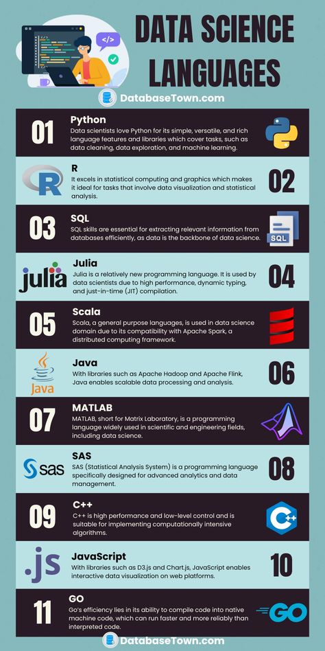 Data Science Languages | 11 Programming Languages for Data Scientists Web Design, Software, Python, Data Analysis Tools, Data Analysis, Data Structures, Data Science Infographic, Data Analytics, Data Analyst