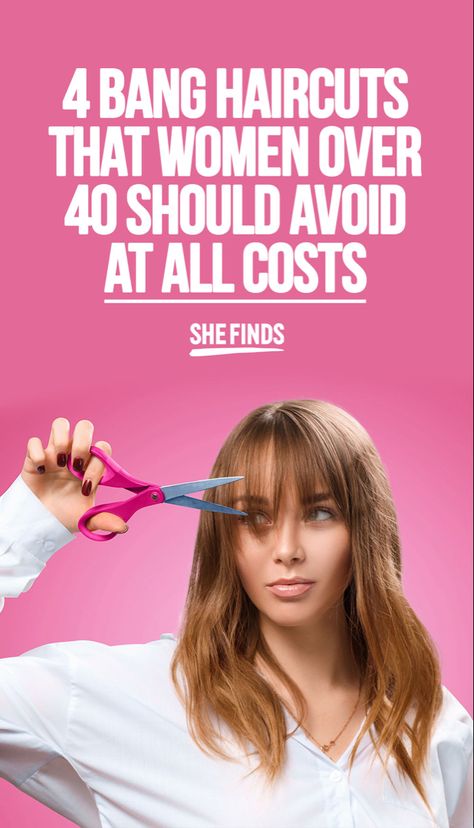Before you sprint off to the salon and ask for “bangs” with no further explanation, heed the advice of these hair experts who say these four bangs haircut mistakes can actually add years to your look. #hair #hairstyles #haircut #haircolor #haircare #hairgoals #ideas #tips #fashion #style #stylish #styleblogger #blog Bang Haircuts, Long Bob Haircut With Bangs, Lob Haircut With Bangs, Medium Haircuts With Bangs, Fine Hair Bangs, Haircut Ideas Trendy, Bobbed Hairstyles With Fringe, Lob With Bangs, Long Fine Hair