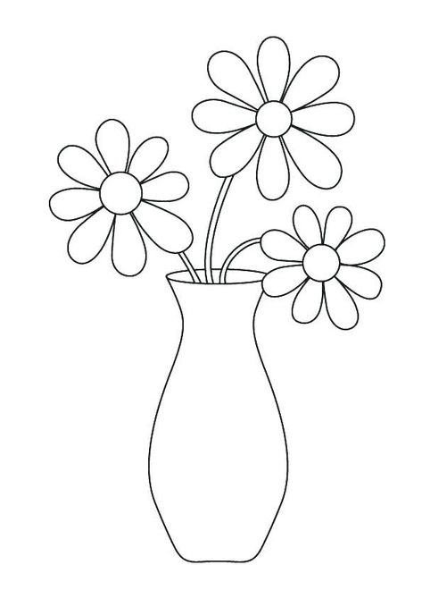 Quilling, Colouring Pages, Flowers, Flower Coloring Pages, Flower Art, Flower Vase Drawing, Flower Drawing, Vase Crafts, Artesanato