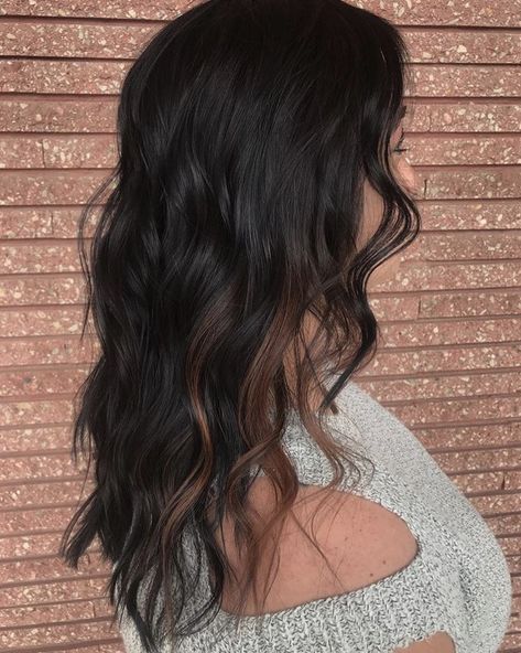 Ombre, Extensions, Inspiration, Brown Hair With Color Peekaboo, Black Hair With Peekaboo Color, Dark Hair Peekaboo Highlights, Brown Hair Colors, Dark Brown Hair Color, Brown Hair Dye