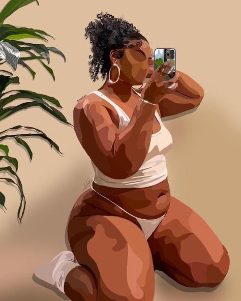 Plus Size black girl cartoon. #fashion #aesthetic #cartoon #plussizefashion Black Art, Black Art Pictures, Black Artwork, Woman Drawing, Black Girl Art, Black Art Painting, Girl Cartoon, Black Cartoon, Fotografie