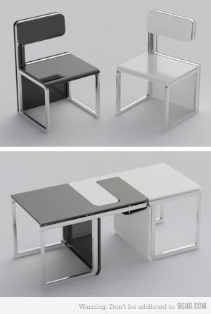chair that turns into table | Chairs that turn into a Table! | Awesome! Furniture Design, Multifunctional Furniture, Modular Furniture, Chair Design, Smart Furniture, Chair, Cool Furniture, Space Saving, Unique Furniture