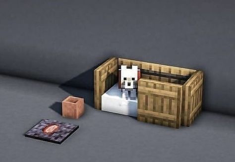 Minecraft Crafts, Minecraft Dog Bed, Minecraft Dog House, Minecraft Bunk Bed, Dog House Minecraft, Cute Things To Build In Minecraft, Minecraft Couch Ideas, Minecraft Storage Room Ideas, Cute Minecraft Houses
