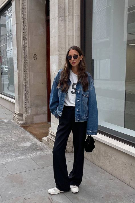 10 Cool Denim-Jacket Outfits That Prove the Staple Is Back | Who What Wear Fashion, Chic Outfits, Jeans, Outfits, Casual, Everyday Outfits, Fashion Outfits, Work Outfit, Moda
