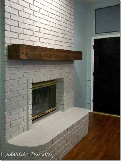 Turn Inexpensive Lumber Into A Mantel That Looks Like A Solid Chunk Of Wood - use this technique to make a faux ceiling beam Home, Wood Fireplace Mantel, Fireplace Mantle, Brick Fireplace Makeover, Fireplace Mantel, Fireplace Redo, Fireplace Mantels, Fireplace Makeover, Diy Fireplace Mantel