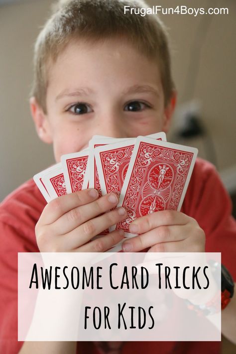 Three Awesome Card Tricks for Kids - Great activity for older kids and tweens/teens.  My boys love performing card tricks on each other! Pre K, Activities For Kids, Card Tricks For Kids, Games For Kids, Fun Activities, Projects For Kids, Crafts For Kids, Magic Tricks For Kids, Kids Cards