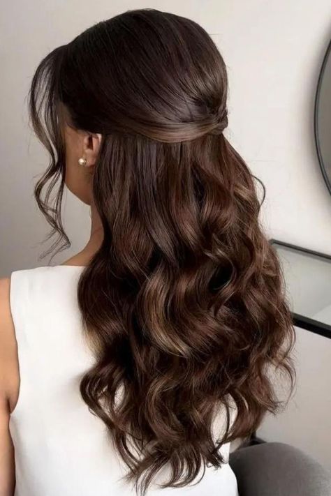 Elegant Half-Up Wavy Hairstyle For Long Hair