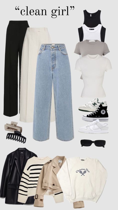 “clean girl” capsule wardrobe idea inspiration part 1 Clothes, Outfits, Style, Cool Outfits, Outfit, Cute Outfits, Trendy, Ootd, Model