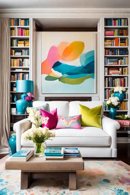 How to Decorate with Bright and Bold Colors Without Looking Juvenile Inspiration, Interior, Home Décor, Home, Living Room Paintings, Colourful Living Room Decor, Colorful Living Room Design, Living Room Art, Bold Living Room