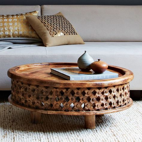 Moroccan Style Coffee Table Furniture Home Décor, Coffee Table Furniture, Coffee Table Design, Unique Coffee Table, Decorating Coffee Tables, Coffee Table Wood, Round Coffee Table, Wooden Coffee Table, Round Wooden Coffee Table