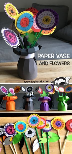paper vase and flowers Diy, Paper Craft, Paper Crafts, Crafts, Paper Flowers, Origami, Paper Vase, Diy Paper, Paper Roll Crafts