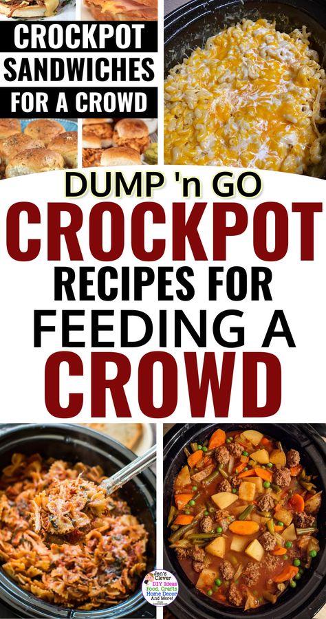 Feeding a Crowd? Try These Crockpot Recipes (just dump and go!) Cheap Meals To Feed A Large Family, Crock Pot Meals To Feed A Crowd, Crockpot Meal To Feed A Crowd, Cheap Meals To Feed A Crowd, Large Group Crockpot Meals, Crockpot Meals To Feed A Crowd, Easy Crockpot Meals To Feed A Crowd, Crock Pot Meal For Large Group, Crock Pot Meals For Large Groups