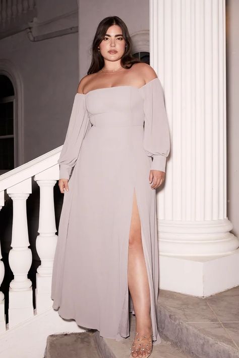 Outfits, Plus Size Maid Of Honor Dress, Dresses For Broad Shoulders, Over The Shoulder Dress, Plus Size Dresses To Wear To A Wedding, Plus Size Formal Dresses For Wedding, Bell Sleeve Dress, Plus Size Wedding Guest Dress, Long Dress Plus Size