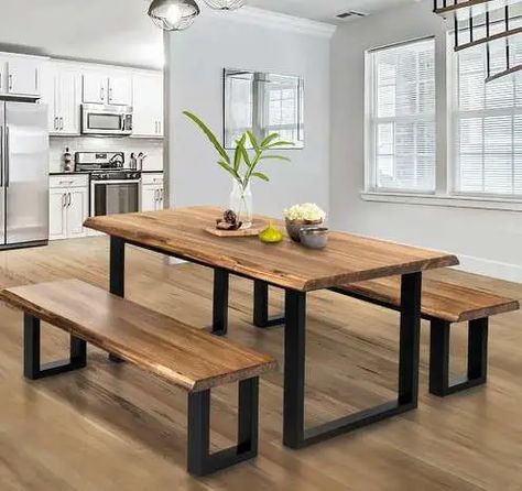 14 Modern Kitchen Table Ideas - Transform Your Kitchen Space 23 Wooden Dining Tables, Wooden Dining Bench, Wooden Dining Table, Wood Dining Bench, Wood Dining Table, Wooden Dining Table Decor, Wood Table With Bench, Wood Table Bench, Wood Dining Table With Bench