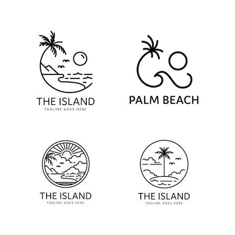 Tropic Logo, Oasis Logo, Travel Agency Logo, Graphic Design Quotes, Surf Logo, Beach Logo, Tree Logo Design, Beach Cafe, Farm Logo