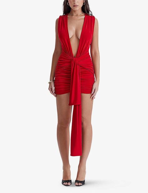 Aliza Wrapped Belt Mini Dress House of CB, red Outfits, Nordstrom, Sleeveless, Dress To Impress, Dress Outfits, Plunging Neckline, Dress, Womens Dresses, Designer Dresses