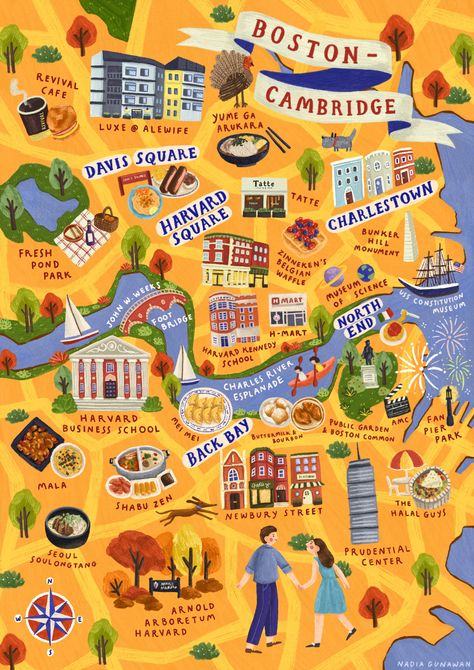 Illustrators, Country, Behance, Trips, English, Boston, Boston Poster, Boston Map, Massachusetts Aesthetic