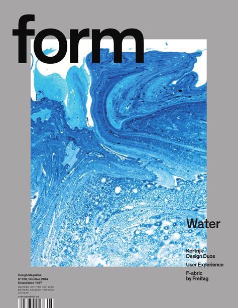 form 256. Water  form Design Magazine N°256,  Nov/Dec 2014 Vintage, Design, Darmstadt, Design Graphique, Publication Design, Design Projects, Graph Design, Magazine Design, Graphic Design Typography