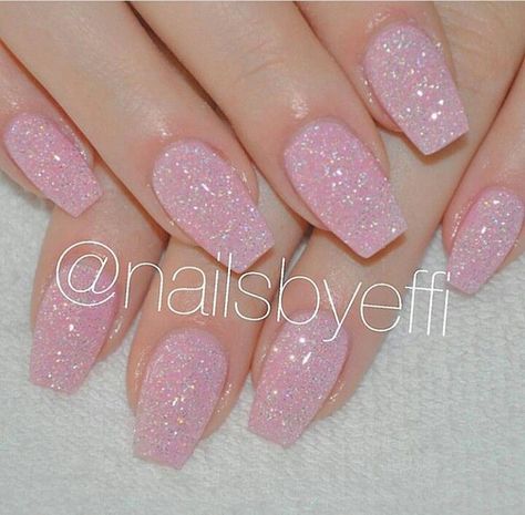 Sparkly Acrylic Nails, Pink Sparkle Nails, Elegant Nails, Prom Nails, Pink Glitter Nails, Fancy Nails, Nail Designs Glitter, Pretty Nails, Pink Acrylic Nails