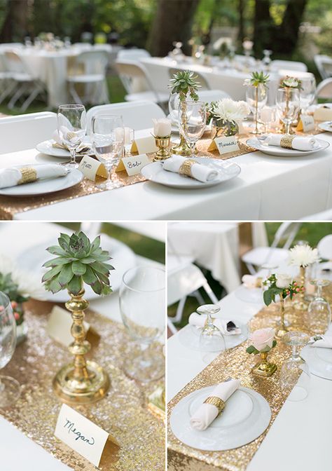 Gold Table Decorations, White And Gold Wedding Themes, Gold Table Setting, White Wedding Table Decor, Gold Table Decor, Gold Wedding Theme, Wedding Table Decorations, Wedding Table Settings, Gold Table