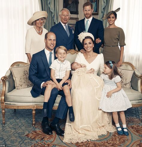 Family photo: This official photo from Prince Louis' christening in July 2018 sits on top ... Family Portraits, Lady, Family Photos, Family Photo, Royal Family Pictures, Royal Family Portrait, Royal Family, Prince Charles And Camilla, Prince William And Kate