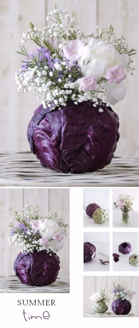 DIY Purple Cabbage Flower Arrangement Floral, Floral Arrangements, Diy, Flowers, Flower Decorations, Flower Arrangements Diy, Flower Arrangements, Diy Flowers, Flowers Bouquet