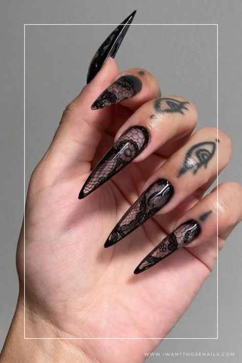 gothic lace nails Nail Art Designs, Acrylics, Outfits, Gothic Nails, Gothic Nail Art, Goth Nails, Edgy Nail Art, Edgy Nails, Dark Nails