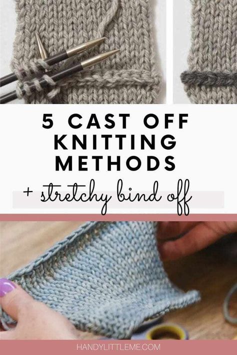 Cast off knitting methods including how to do a stretchy bind off, a three-needle bind off, an I cord bind off, a tubular bind off and a picot bind off. #howtoknit #castoff #knitting #beginnerknitting #bindoff Amigurumi Patterns, Crochet, Bind Off Knitting, Knitting Help, Knitting Hacks, Knitting For Beginners, How To Start Knitting, Knitting Basics, Knitting Techniques