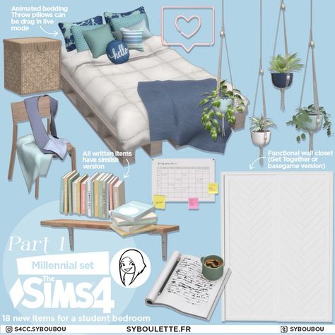 [DOWLOAD] Millennial set part 1 Chambre Adulte, Beds With Throw Blankets, Sims 4 Beds, Sims 4 Bedroom, Mod Furniture, Interieur, Sims 4 Collections, Camas, The Sims 4 Pc