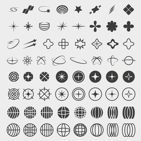 Y2K symbols. Retro star icons, trendy acid rave and graphic elements for posters and streetwear fashion design vector set Design, Retro, Graphic Design Posters, Logo Design, Graphic, Trendy Graphic Design, Graphic Design Fonts, Graphic Poster, Cool Symbols