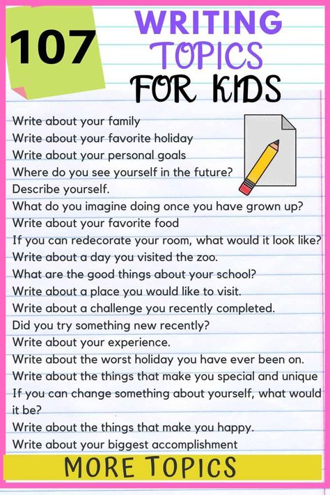 107 Creative writing topics for kids: Imaginative & Fun - Kids n Clicks Pre K, Writing Prompts For Kids, Writing Classes, Writing Skills, Writing Lessons, Writing Activities, Writing Challenge, Teaching Writing, Writing Worksheets