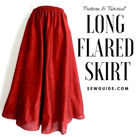 This is a sewing pattern to make a very flared long skirt with an elastic waist, which is Free Size. Make one and most anybody in your family can Free Sewing Pattern and step by step instructions to sew a Free size Long flared skirt Sewing Patterns, Skirt Patterns Sewing, Sewing Dresses, Flare Skirt Pattern Drafting, Skirt Pattern Free, Skirt Pattern, Sewing Patterns Free, Sewing Clothes, Elastic Waist Skirt Diy