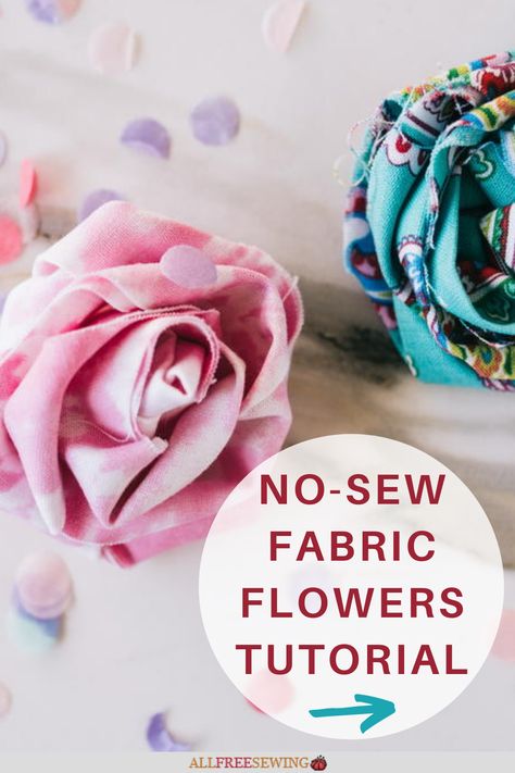How to Make No Sew Fabric Flowers Quilting, Tela, Art, Patchwork, Fabric Flowers Diy Easy, Fabric Crafts, Making Fabric Flowers, Easy Fabric Flowers, Rolled Fabric Flowers